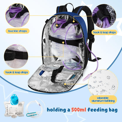 LUXJA Mochila para Tubo de Alimentación Compatible con Bolsa de 500ml y Bomba de Alimentación Entera