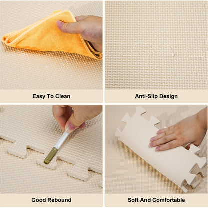 Tapete de juego de espuma para bebé, blanco, azul y verde, 18pcs 30x30cm