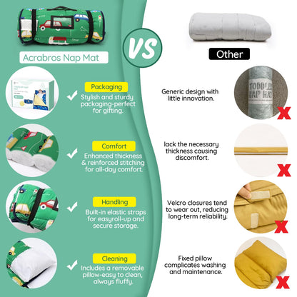 ACRABROS Tapete para siesta para niños pequeños con almohada y manta