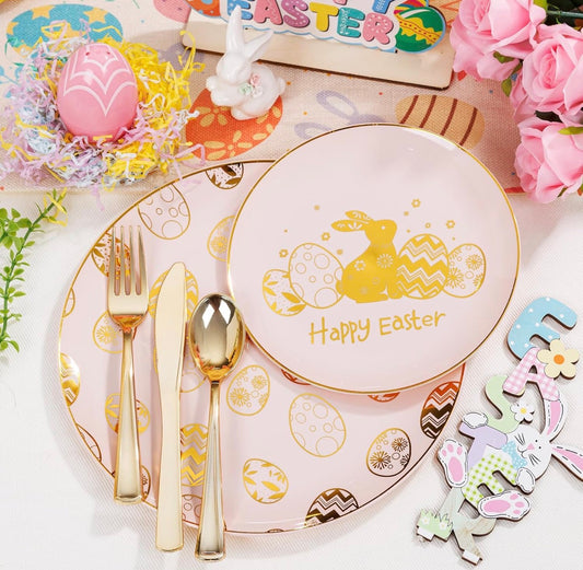 Set de vajilla desechable de pascua para 25 personas