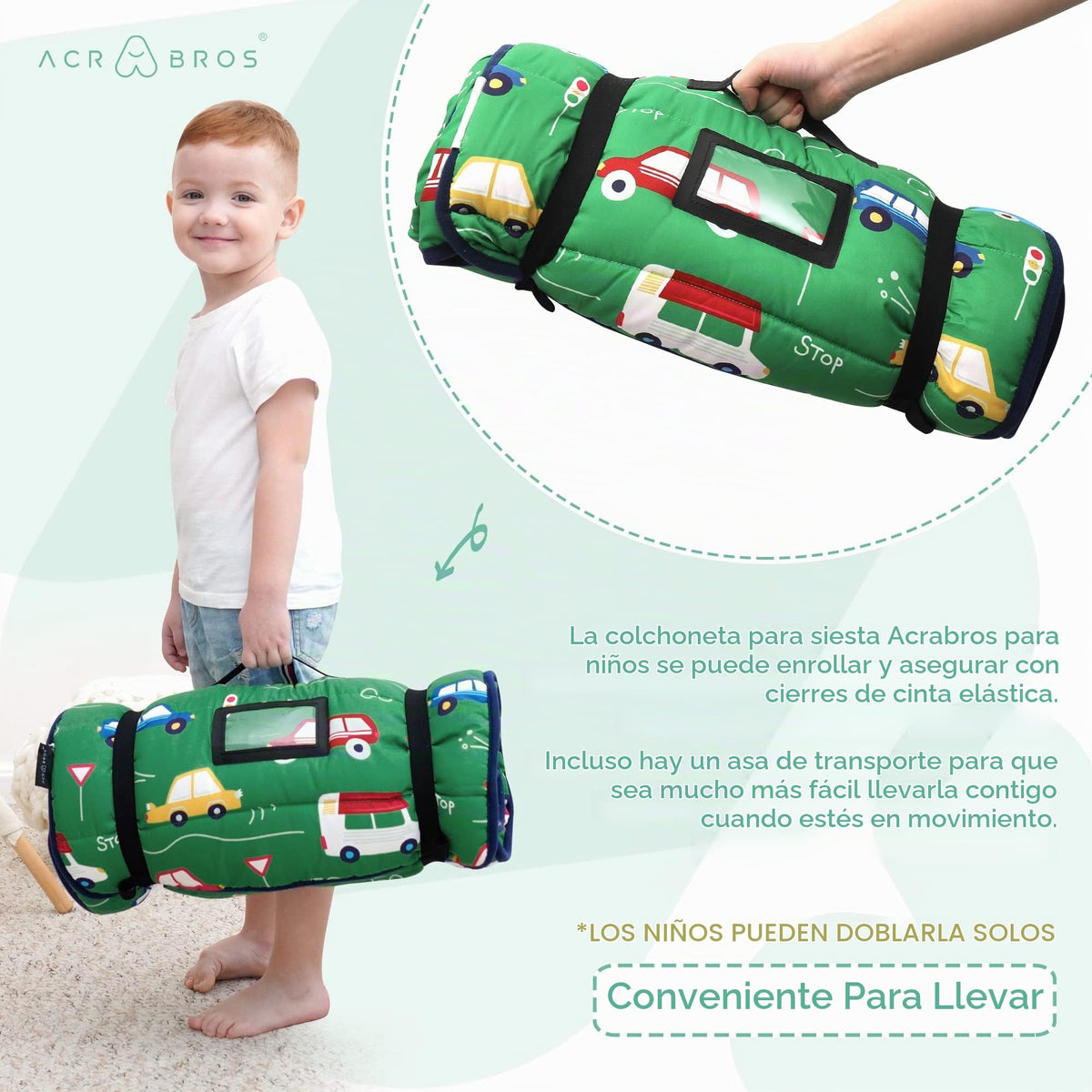 ACRABROS Tapete para siesta para niños pequeños con almohada y manta