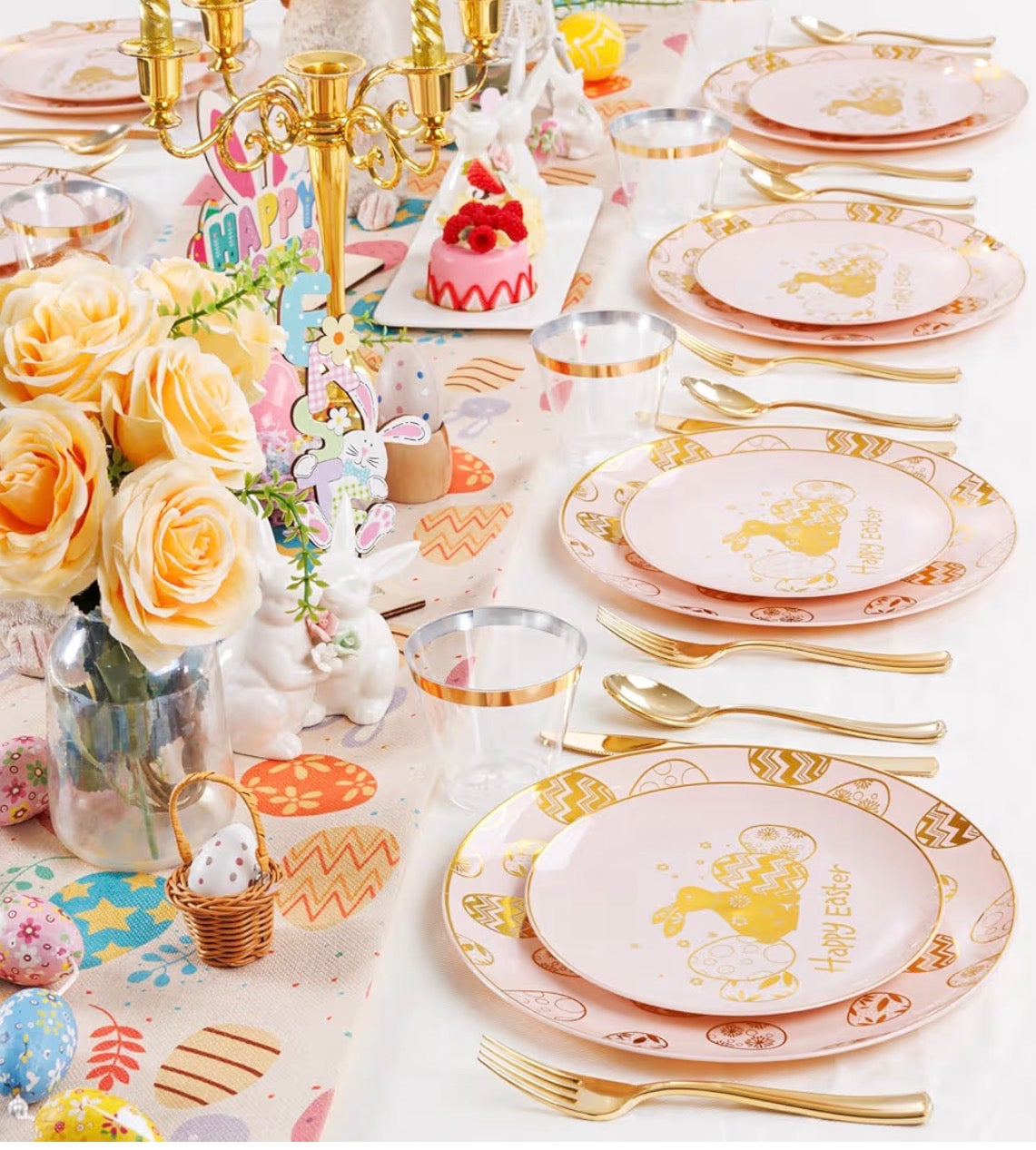 Set de vajilla desechable de pascua para 25 personas