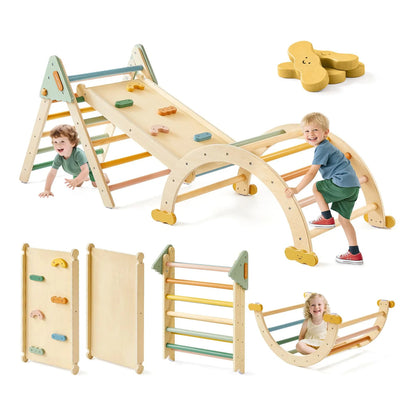 Climbing Toy Tiny Land Pikler Triangle Set W/ Ramp 7-in-1