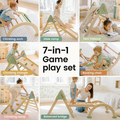 Climbing Toy Tiny Land Pikler Triangle Set W/ Ramp 7-in-1