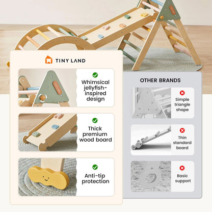 Climbing Toy Tiny Land Pikler Triangle Set W/ Ramp 7-in-1