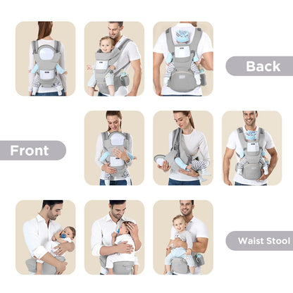 Huifen portabebés con asiento de cadera, multifuncional 9 en 1