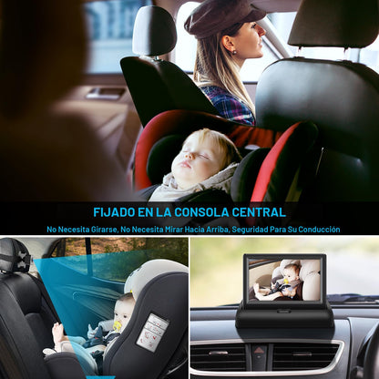 Espejo de coche para bebé con pantalla de función de visión nocturna HD de 4.3 pulgadas