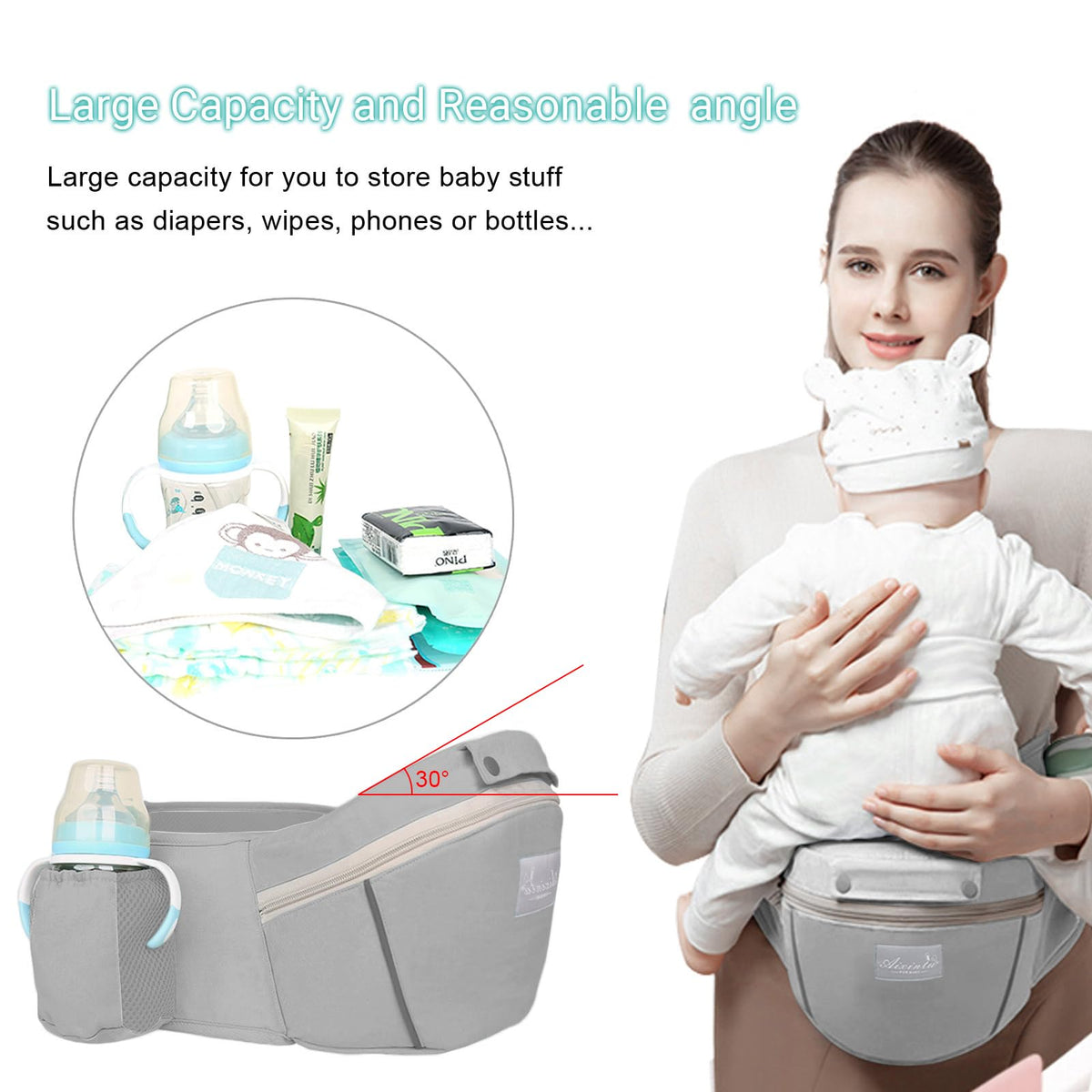Huifen portabebés con asiento de cadera, multifuncional 9 en 1