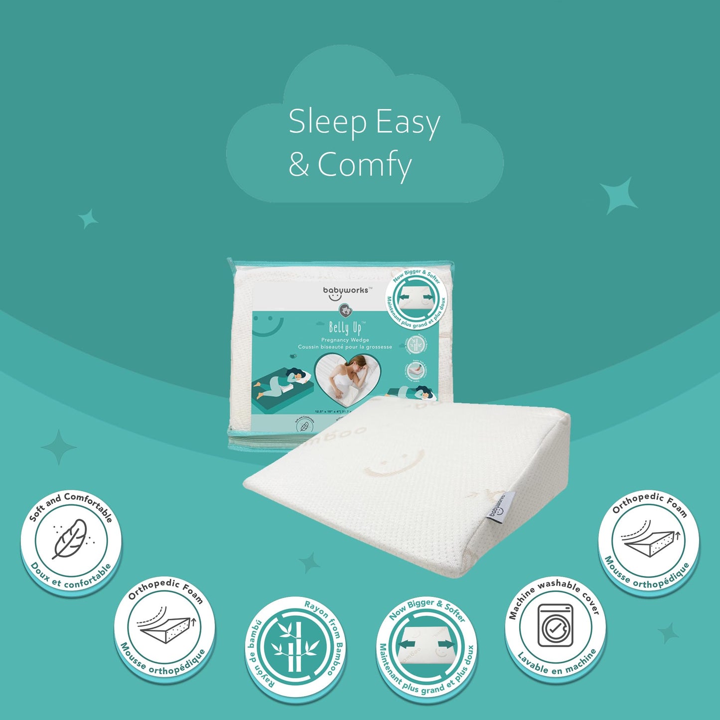 Baby Works - Pregnancy Wedge Pillow, Maternity Support for Belly