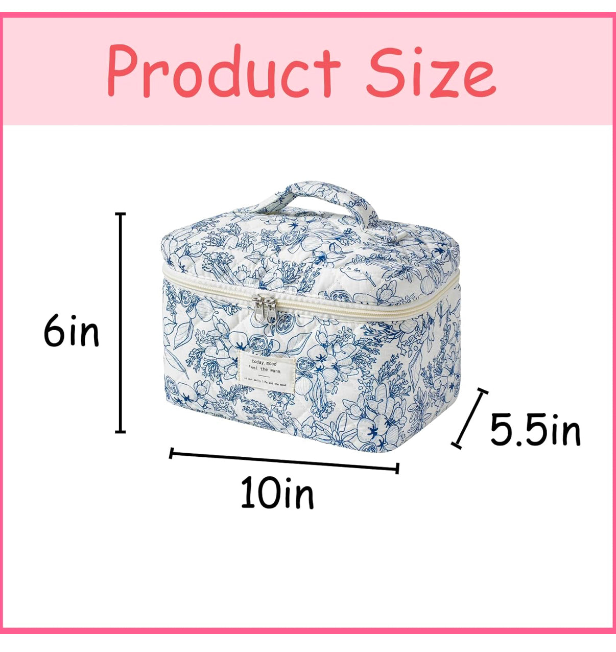 Bolsa de maquillaje acolchada de viaje