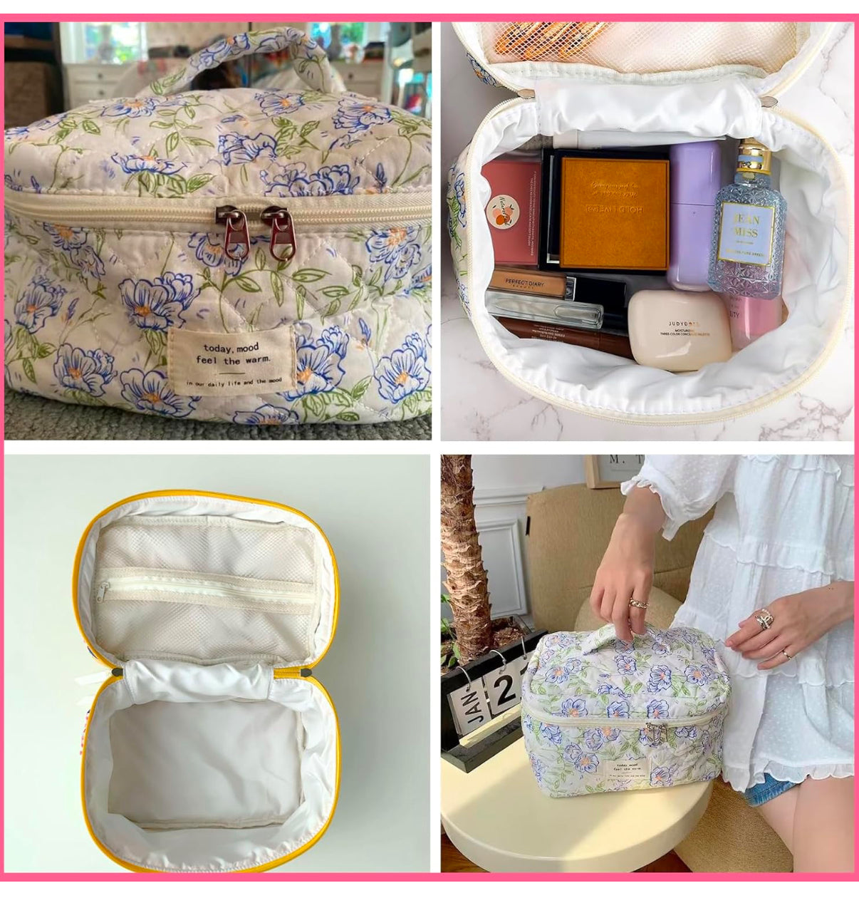 Bolsa de maquillaje acolchada de viaje