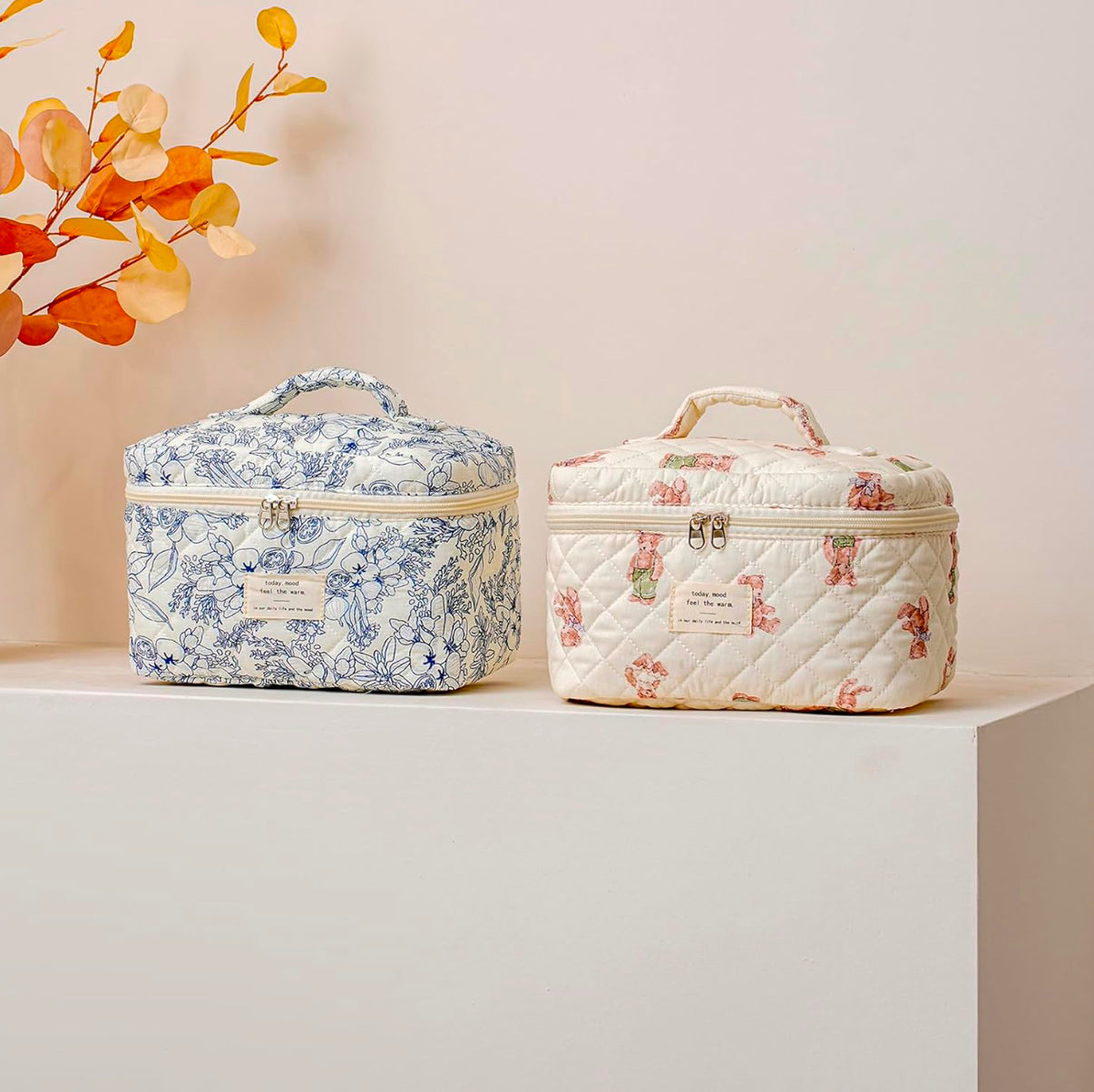 Bolsa de maquillaje acolchada de viaje