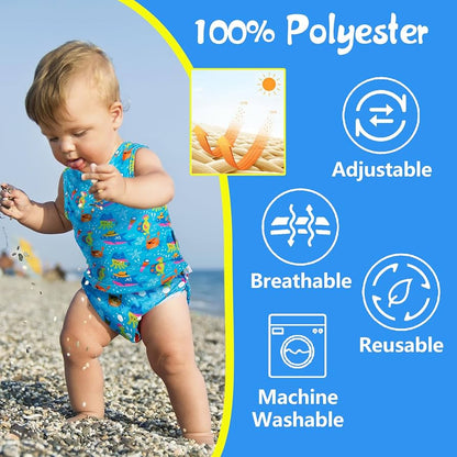 Babygoal Pañales de natación para bebé, reutilizables, ajustables, lavables, talla única