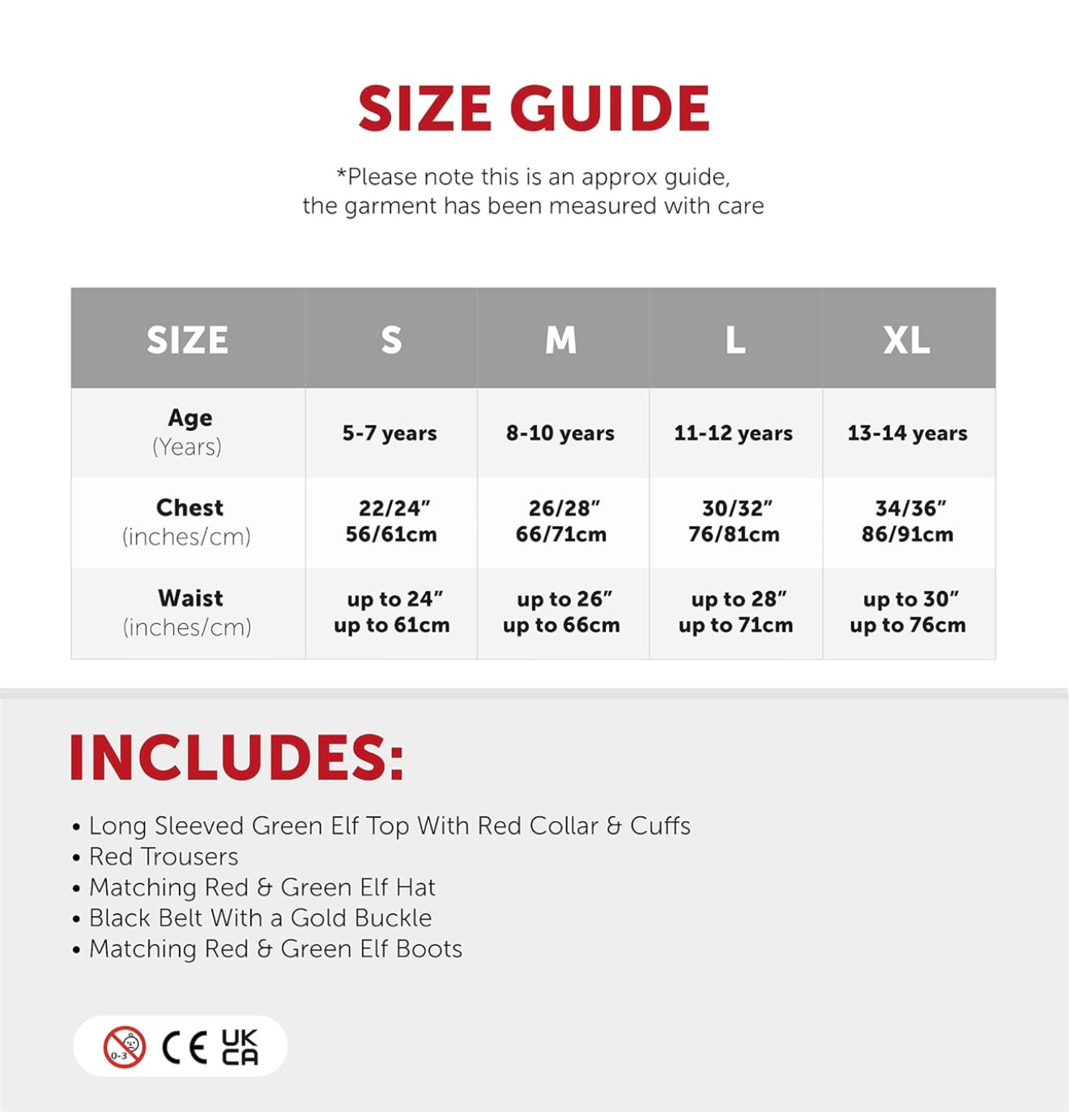 Disfraz de elfo para niños – Disfraz de elfo de Navidad, talla 4-6años