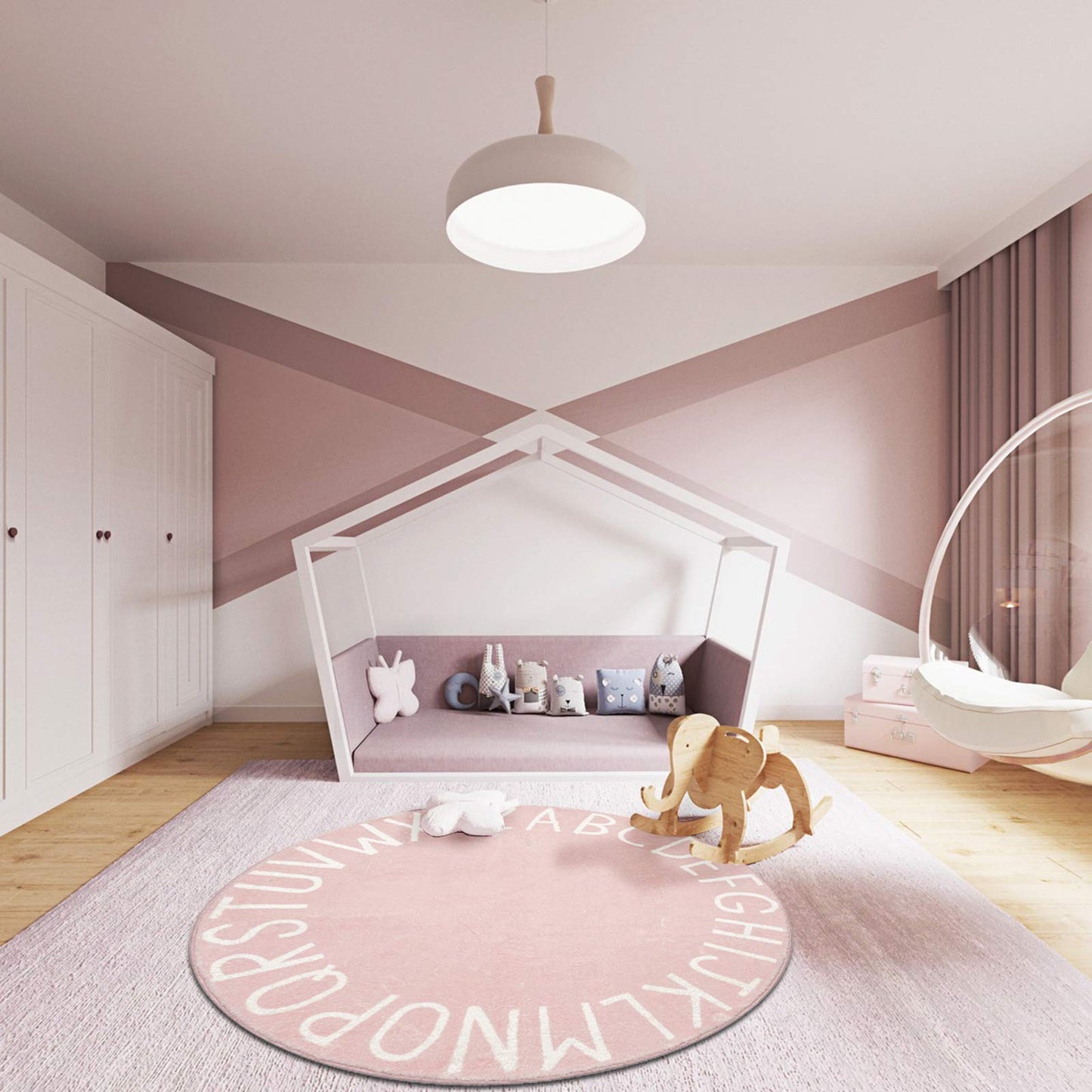 Tapete de Gateo para Dormitorio de Niños y Bebés (40 pulgadas, Rosa)