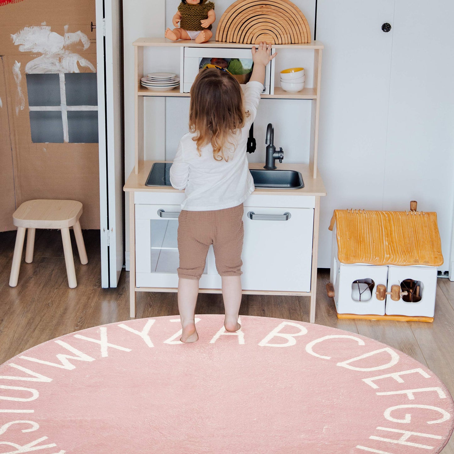 Tapete de Gateo para Dormitorio de Niños y Bebés (40 pulgadas, Rosa)