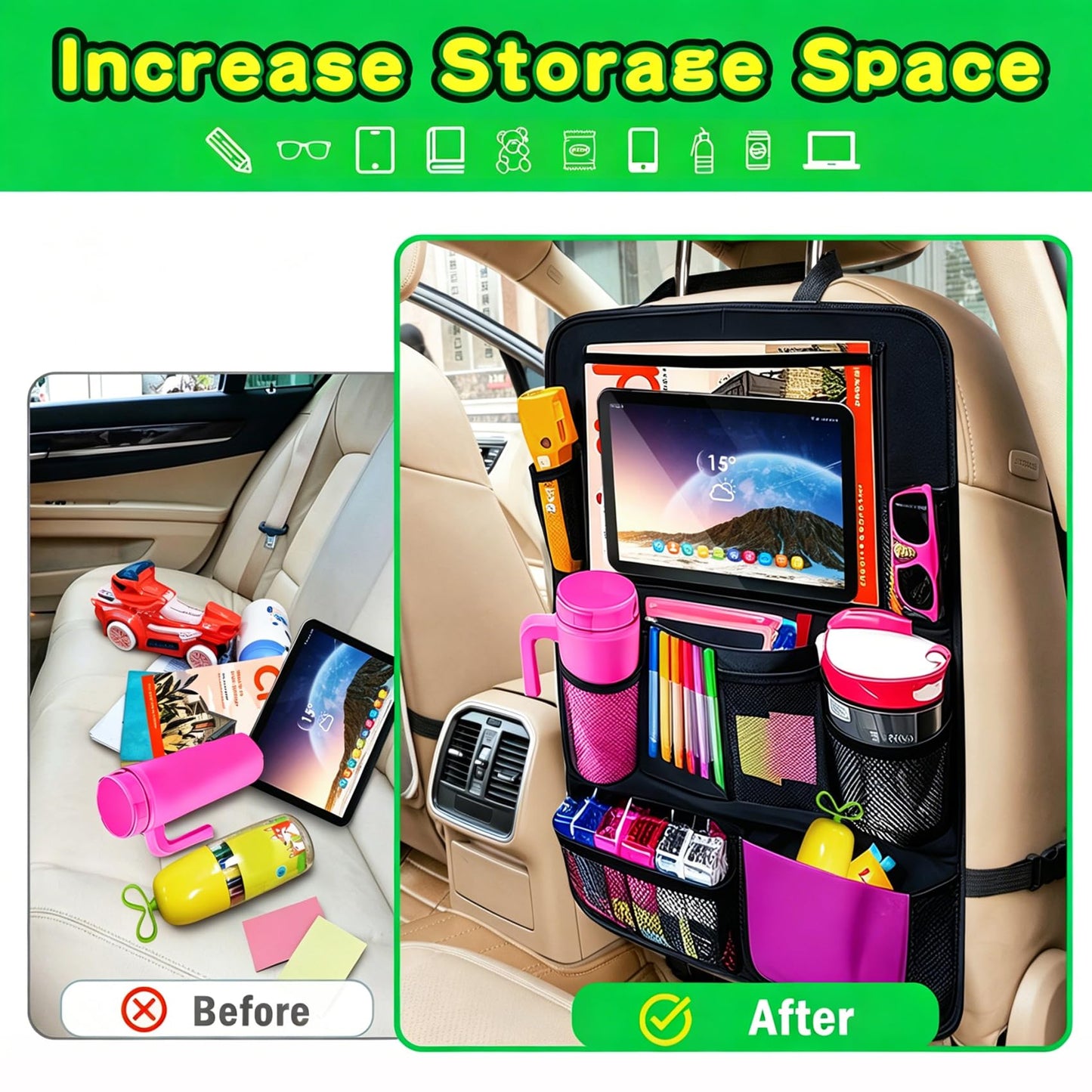 Organizador de Coche y protector de Asiento Trasero