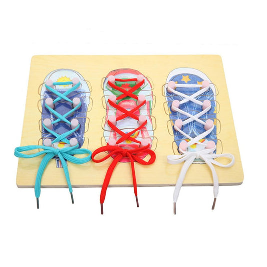 Juguete de enseñanza de hilo de cordones de zapatos