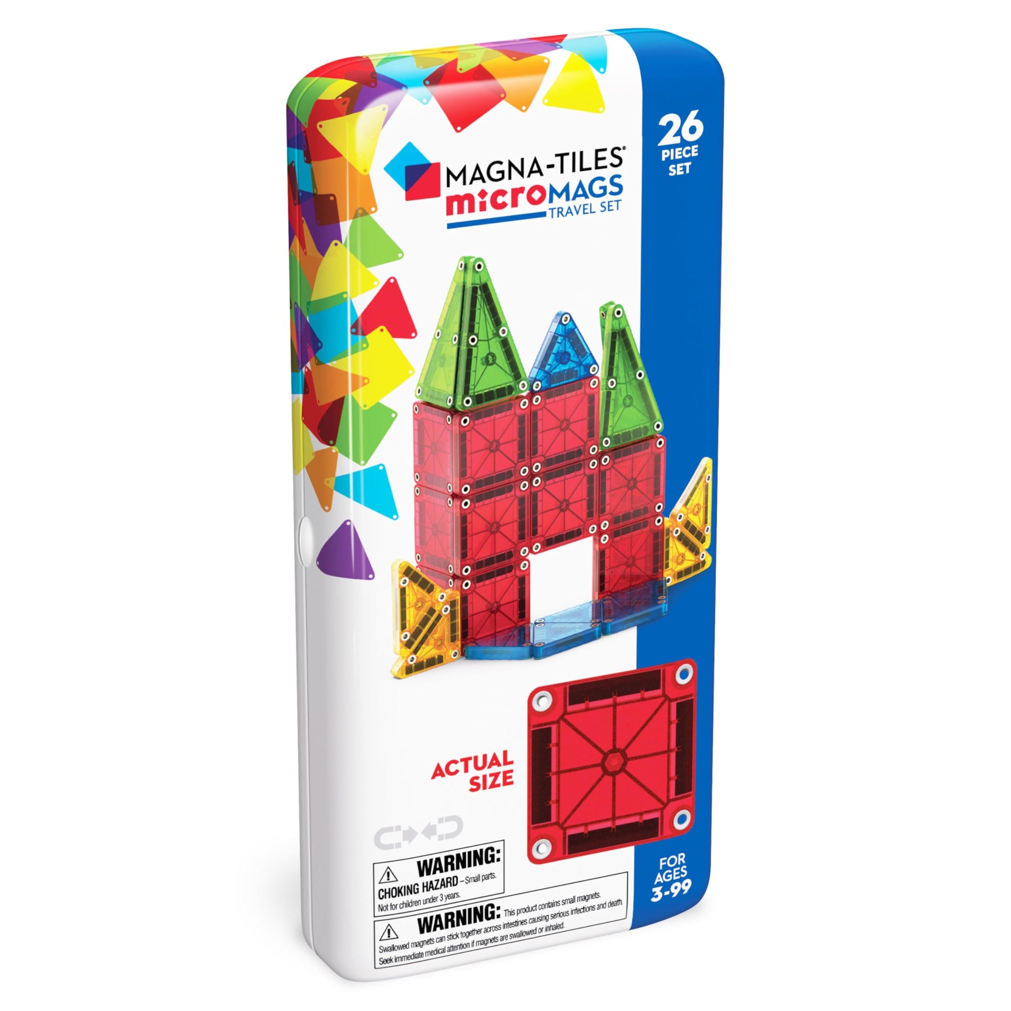 MAGNA-TILES MicroMAGS - Juego de construcción magnética de viaje de 26 piezas