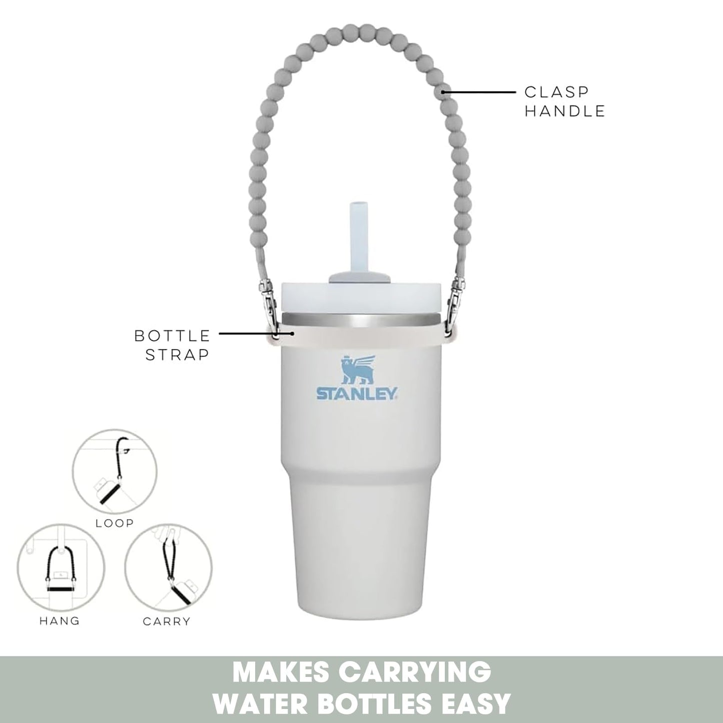 Mango de silicona para botella de agua con correa, accesorios para tazas
