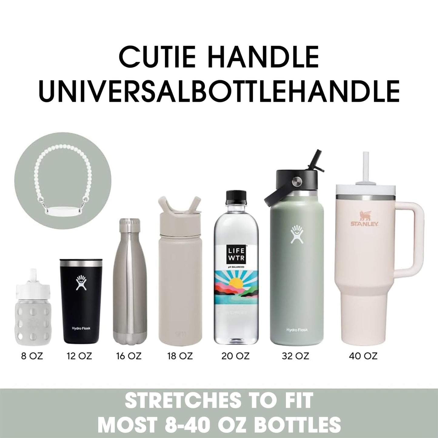 Mango de silicona para botella de agua con correa, accesorios para tazas