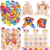 Agirlgle Bloques de construcción de madera arco iris, cubo de bloques apilables de gemas