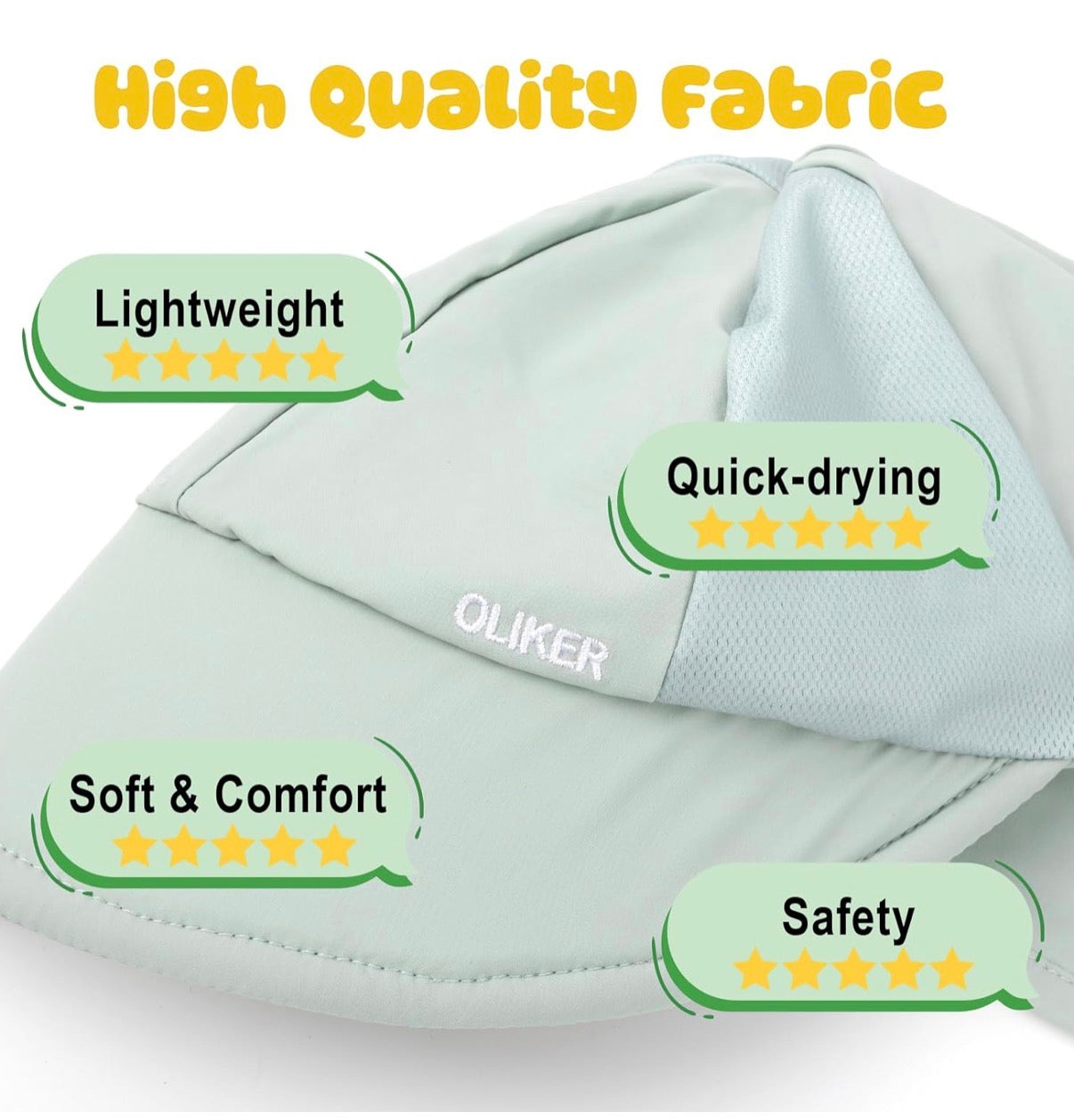 Sombrero de sol para bebé con malla transpirable, UPF 50+, 6-24 meses