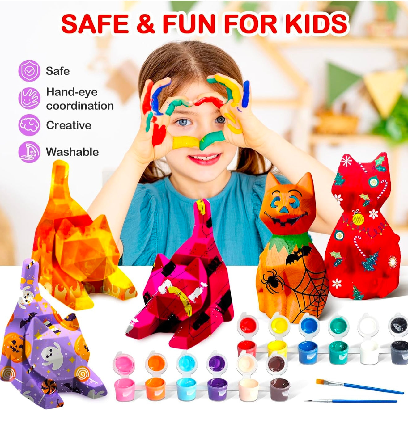 Innorock Pinta tu propio kit de arte con lámpara de gato 2 piezas