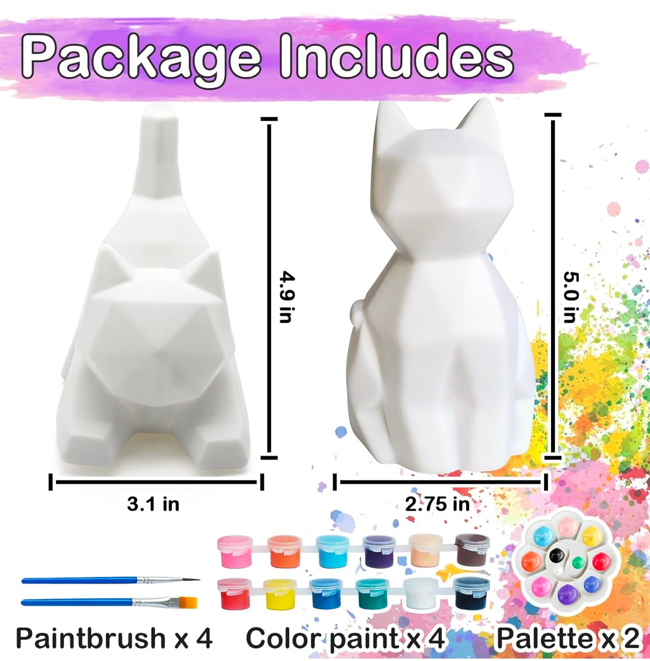 Innorock Pinta tu propio kit de arte con lámpara de gato 2 piezas