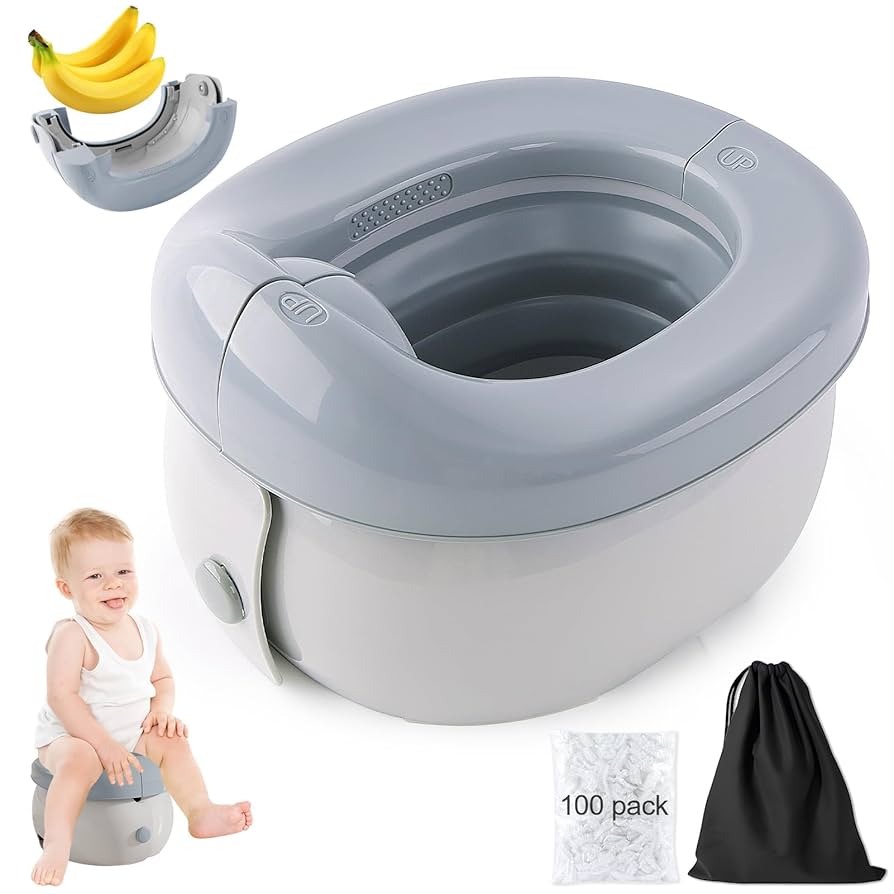 Orinal de viaje, asiento portátil para niños pequeños con bolsas de almacenamiento