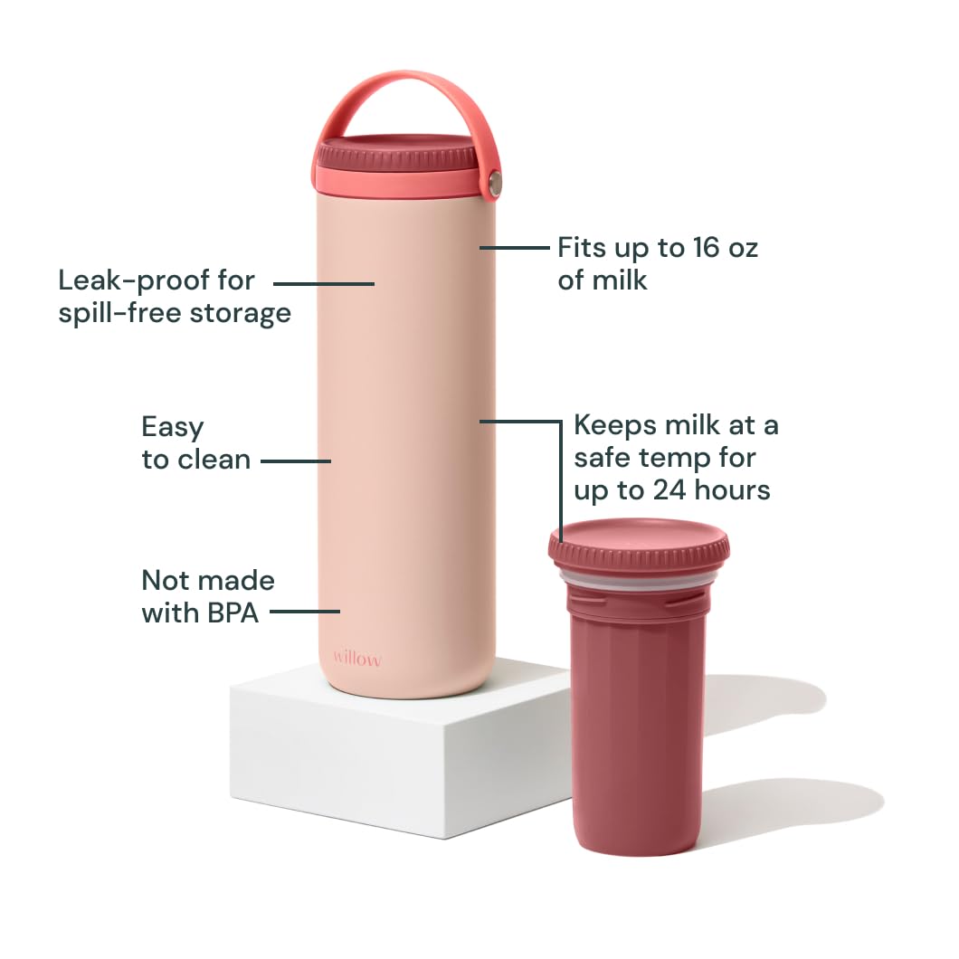Willow - Enfriador portátil de leche materna - Mantiene la leche materna fría durante 24 horas - Acero inoxidable - Aislado - Reutilizable