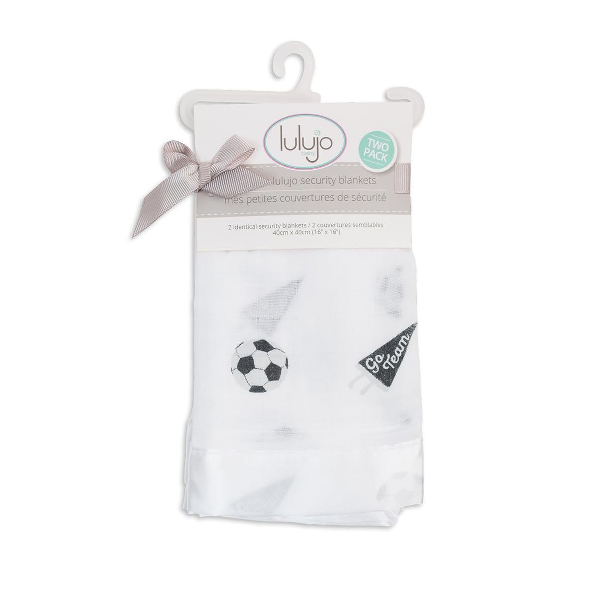 Lulujo Manta de seguridad para bebé, suave y transpirable, muselina de algodón, 16 x 16 pulgadas, fútbol