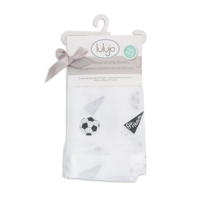 Lulujo Manta de seguridad para bebé, suave y transpirable, muselina de algodón, 16 x 16 pulgadas, fútbol