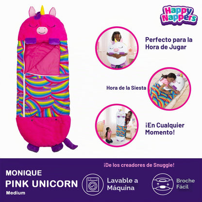 Happy Nappers Almohada 2 en 1 y saco de dormir unicornio rosa, 54x20