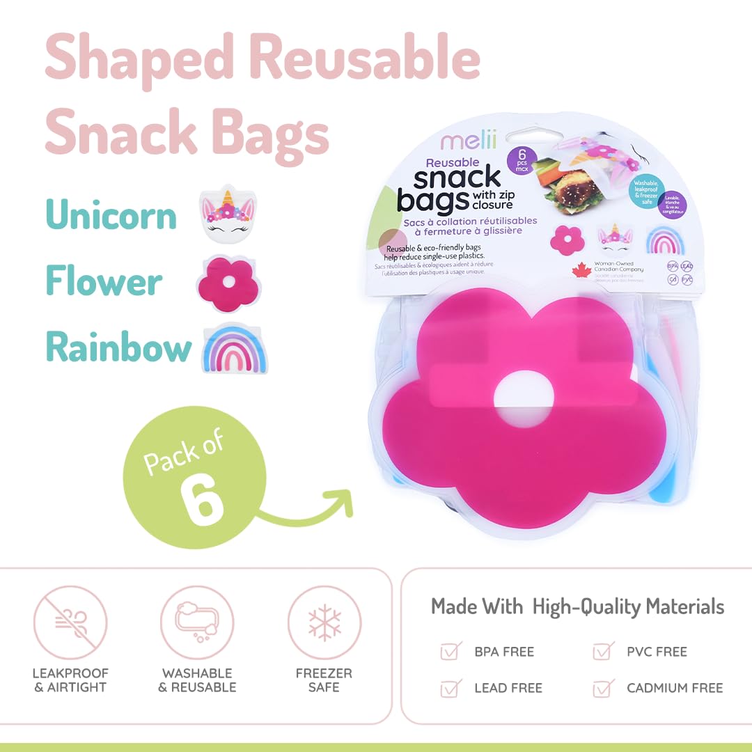 melii Bolsas reutilizables para aperitivos, paquete de 6