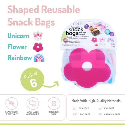 melii Bolsas reutilizables para aperitivos, paquete de 6