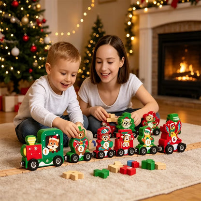 Calendario de Adviento de madera para la cuenta atrás de Navidad