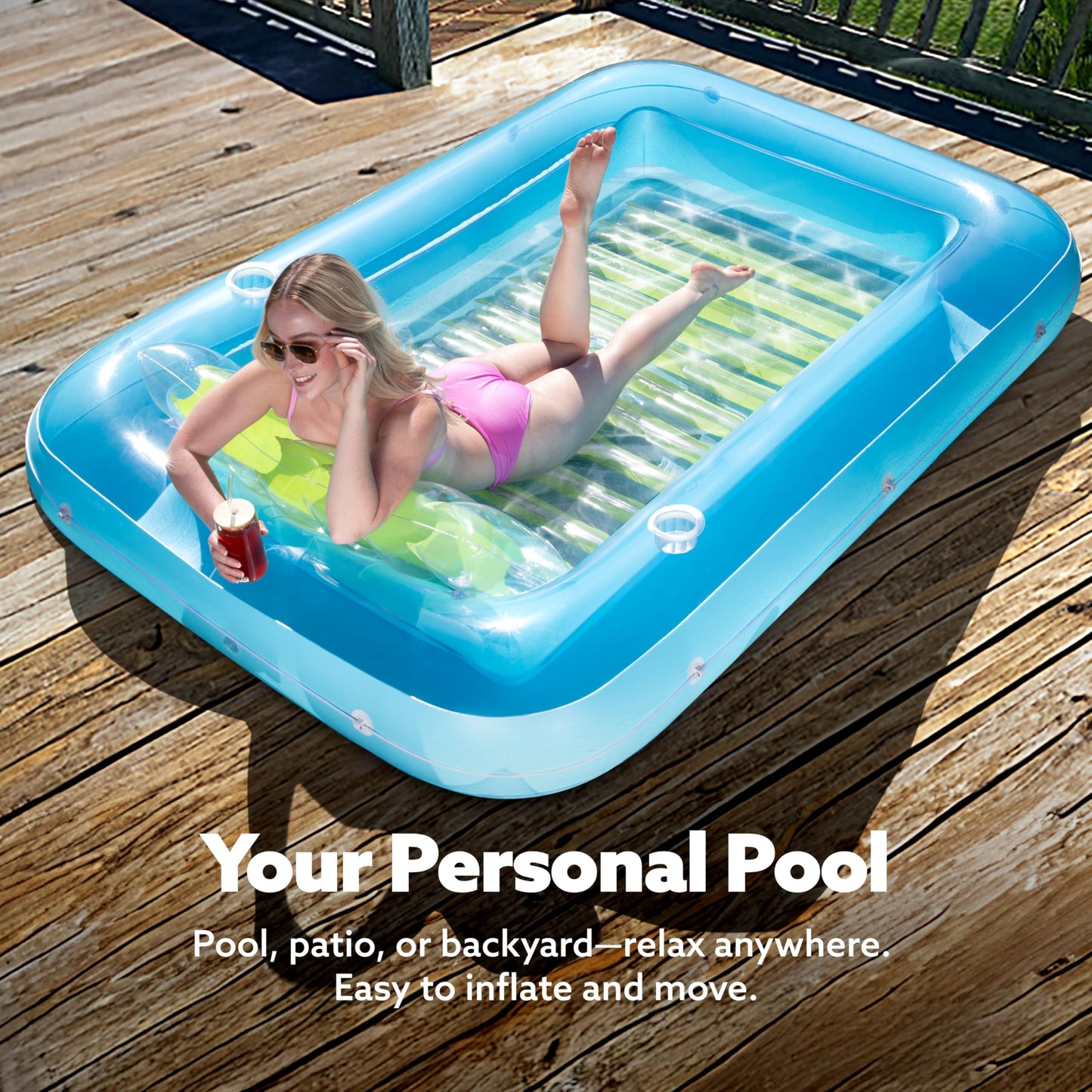 Flotador inflable para adultos, con almohada, 216 x 145 cm