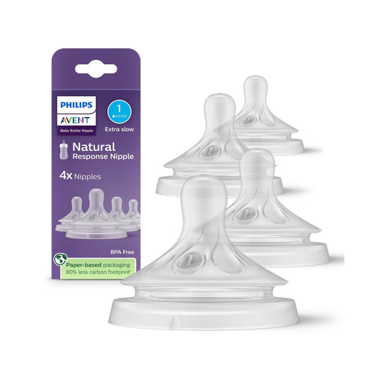 Philips Avent Tetinas de respuesta natural, flujo extra lento (flujo 1), paquete de 4