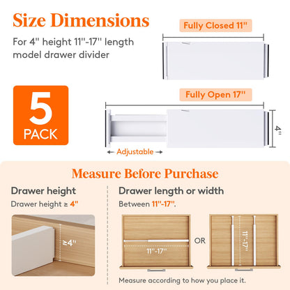 Lifewit Paquete de 5 separadores de cajones mejorados para ropa