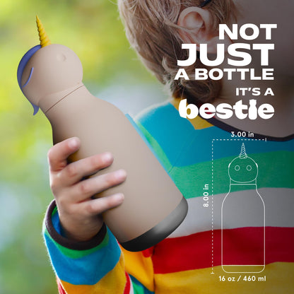 Bestie Bottle Botella de Agua Aislada de Acero Inoxidable con Cabeza de Animal Suave