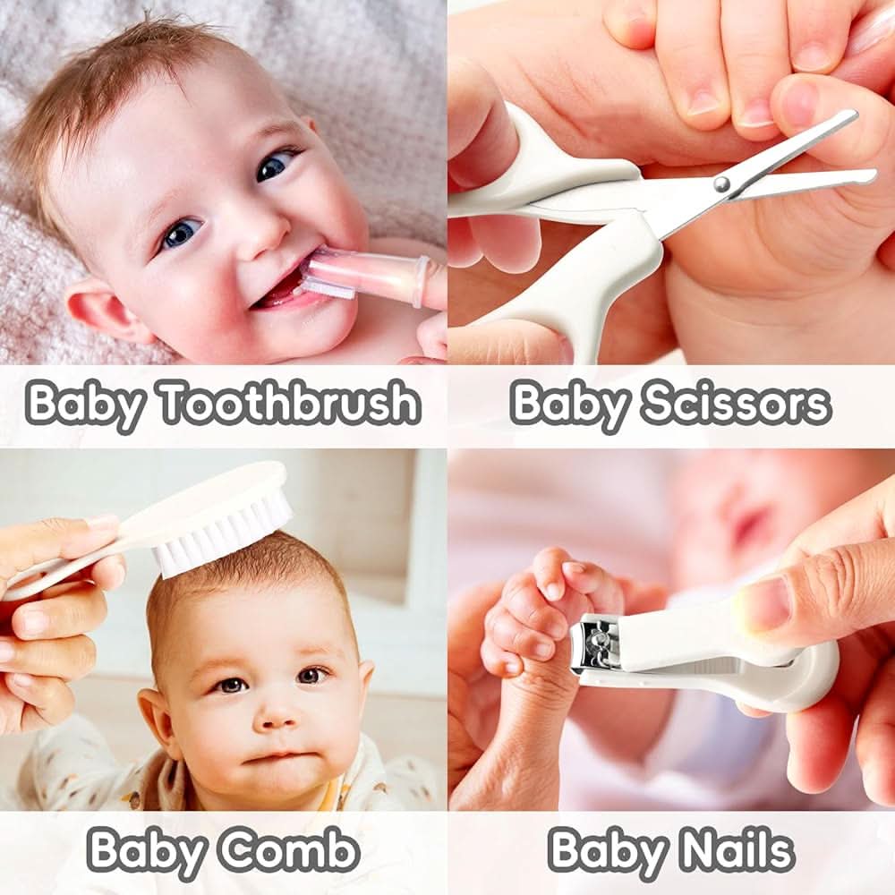 Kit de aseo para bebés, juego de cuidado de seguridad infantil con cepillo para el cabello