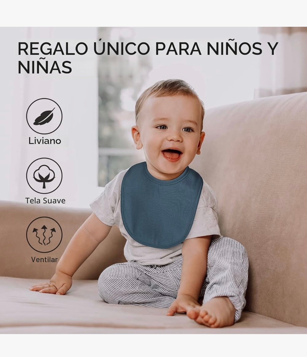 Paquete de 10 baberos de algodón a presión para bebé