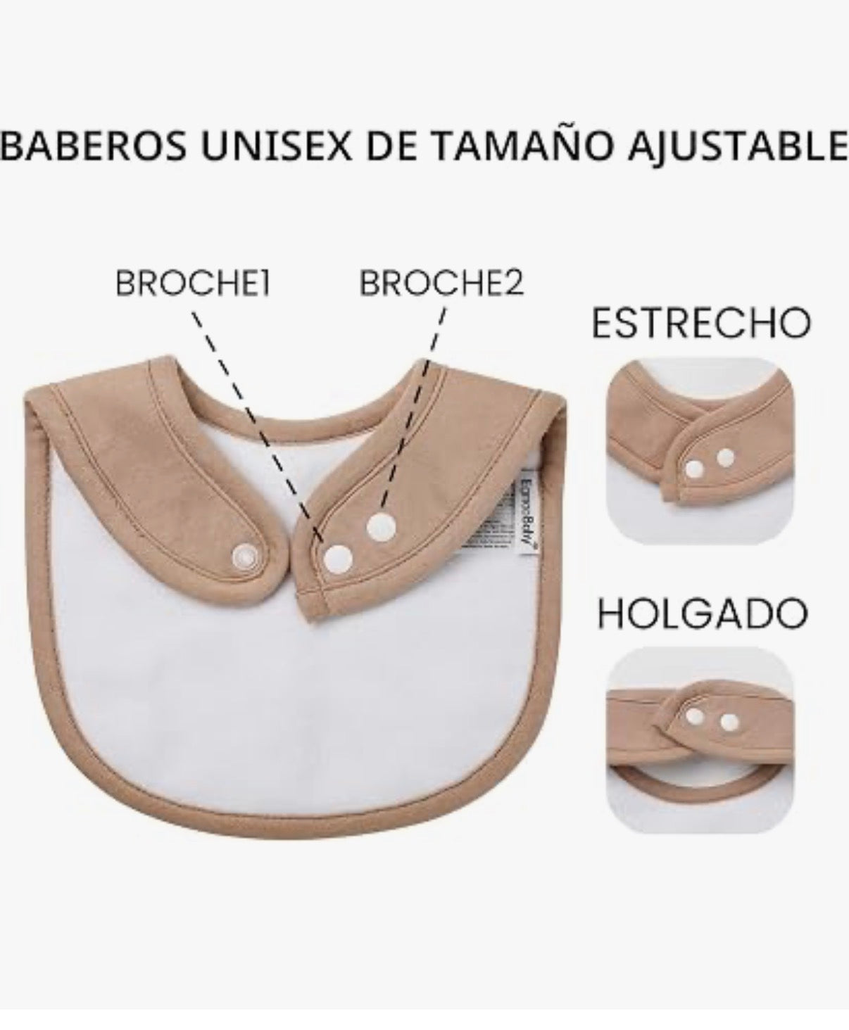 Paquete de 10 baberos de algodón a presión para bebé