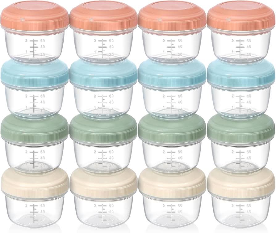 VITEVER [Paquete de 16] recipientes pequeños de 4 onzas con tapas