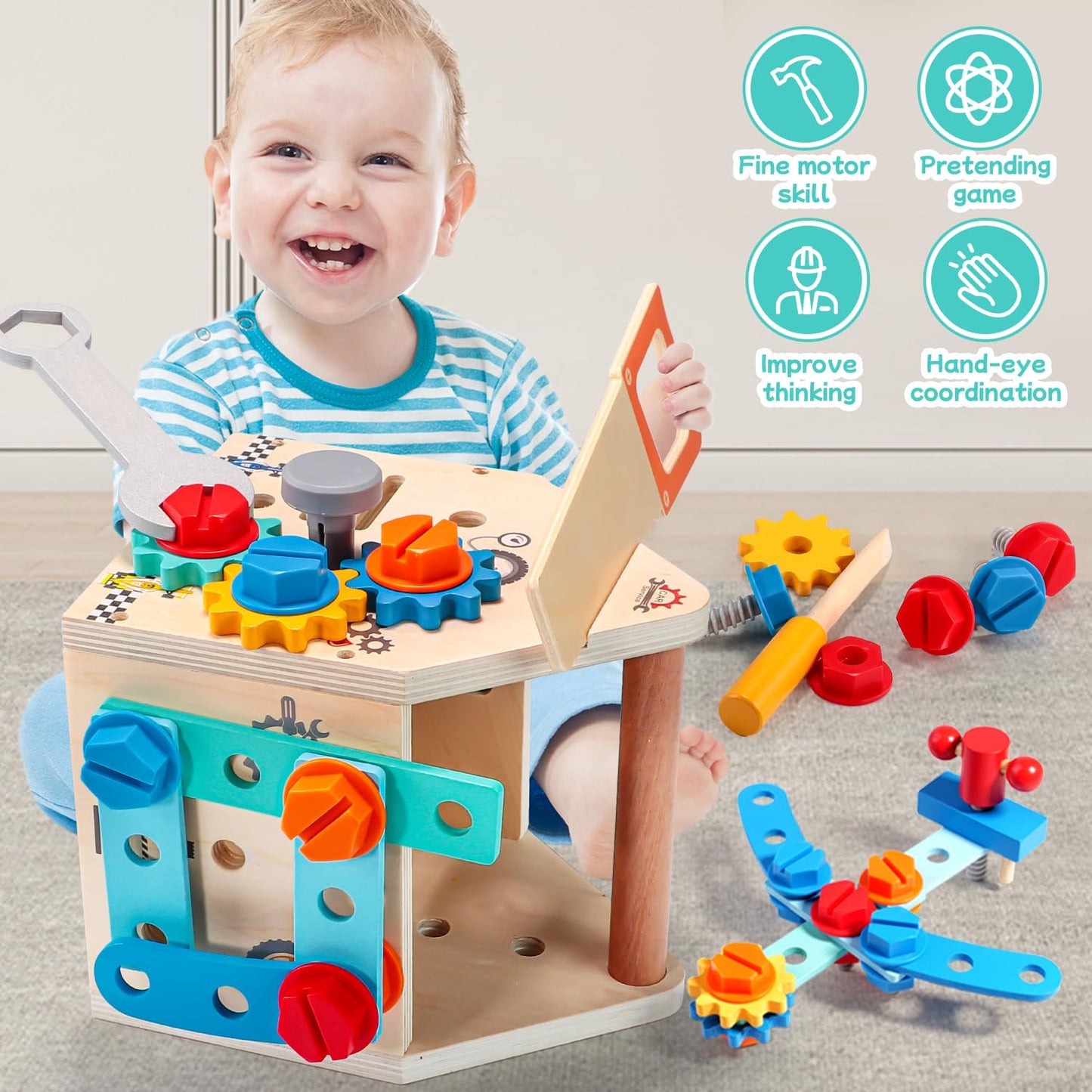 Montessori - Juego de herramientas para niños pequeños, 33 piezas