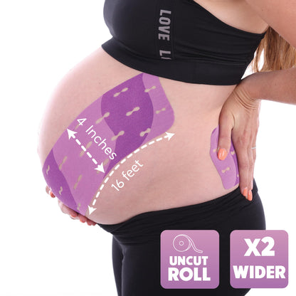 Mama Tape - Soporte de vientre para embarazo, alivio del dolor pélvico y de espalda, rollo extra ancho de 4 pulgadas x 16.4 pies de cinta