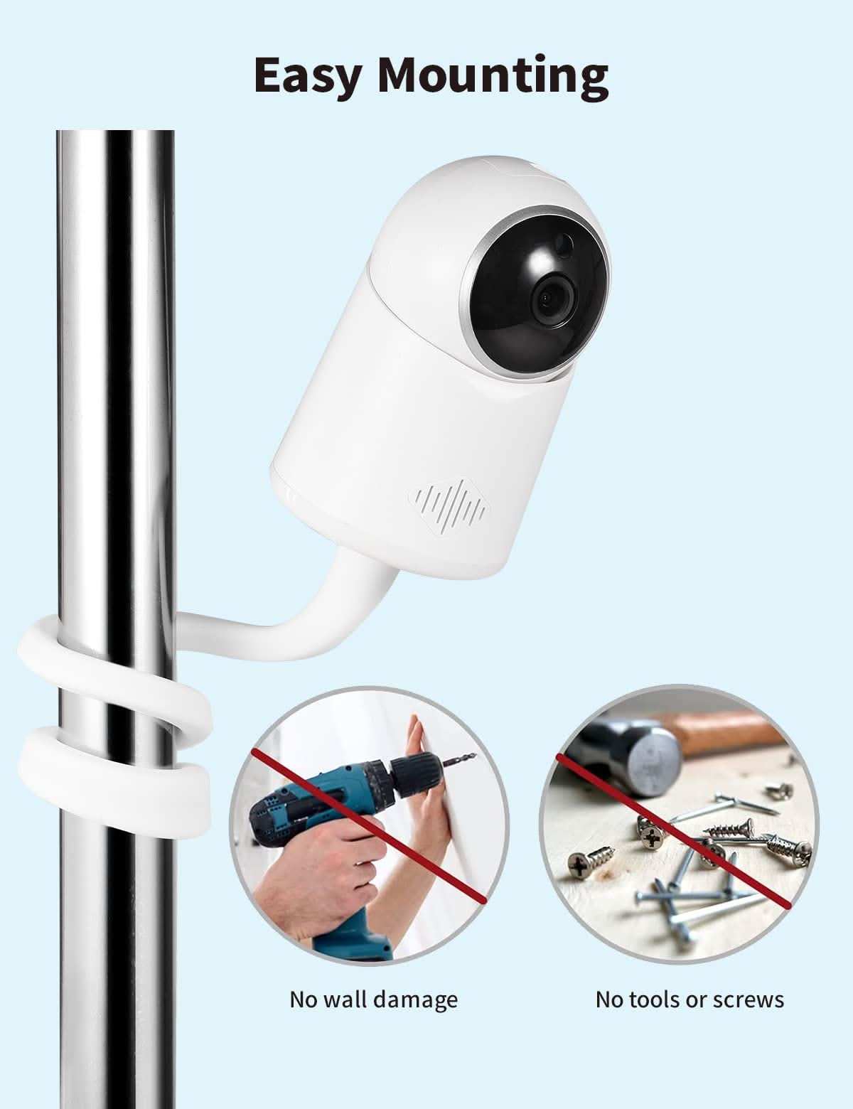 Soporte universal para cámara para monitor de bebé para cuna compatible con Arlo, Owlet, Goodbaby y más