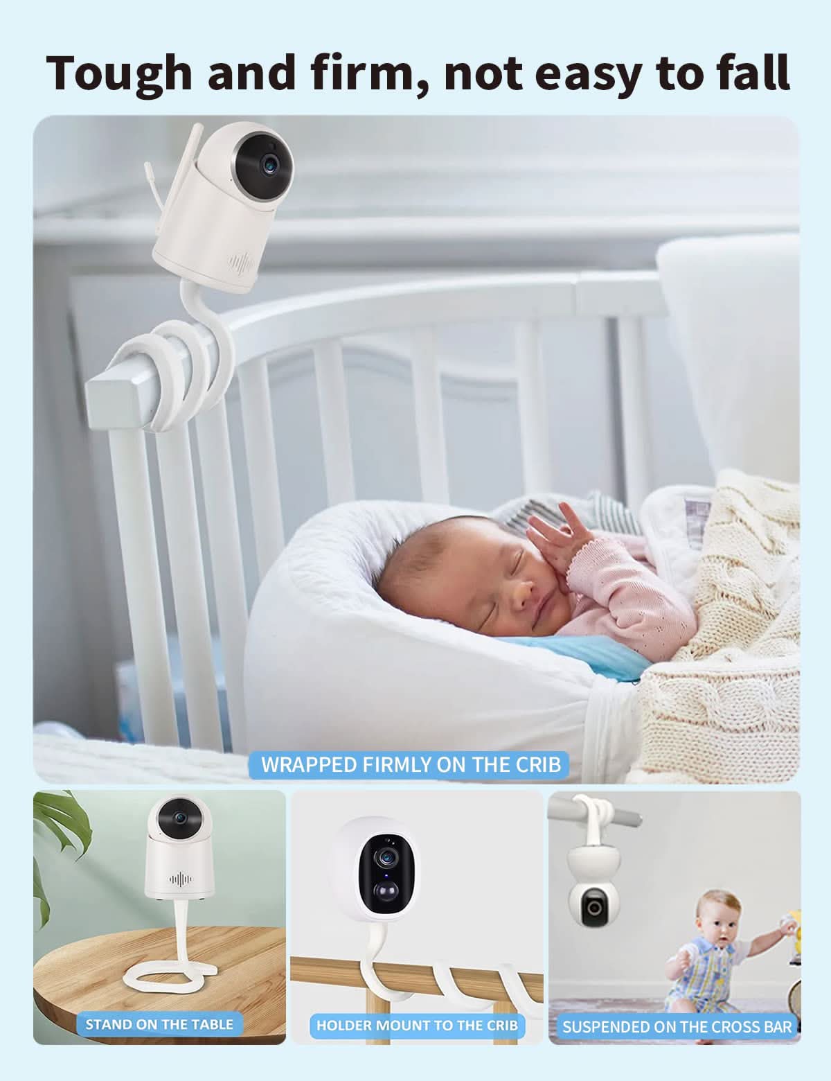 Soporte universal para cámara para monitor de bebé para cuna compatible con Arlo, Owlet, Goodbaby y más