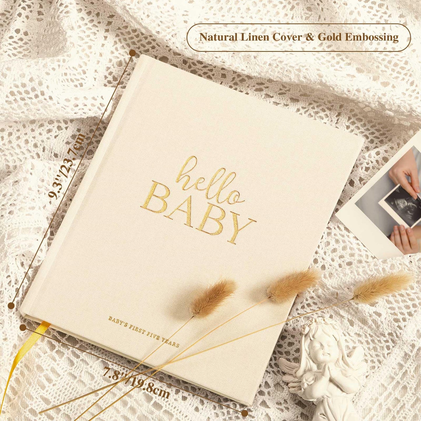 Lanpn Hello Baby Libro de Recuerdos, beige